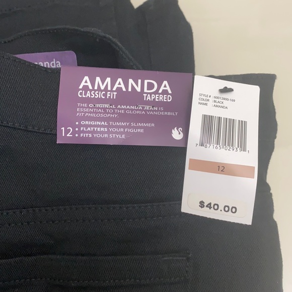Gloria Vanderbilt AMANDA Classic Fit Tapered Black Jeans sz: 12 NWT - Picture 2 of 7